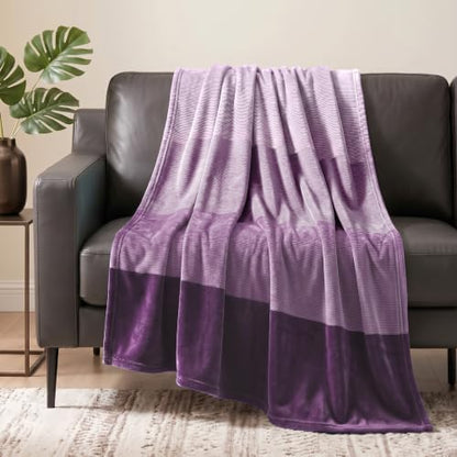 PAVILIA Purple Ombre Fleece Throw Blanket for Couch Sofa Bed, 50x60