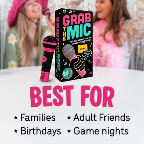 Grab The Mic - Award Winning Karaoke Party Game for Bad Singers w Foam