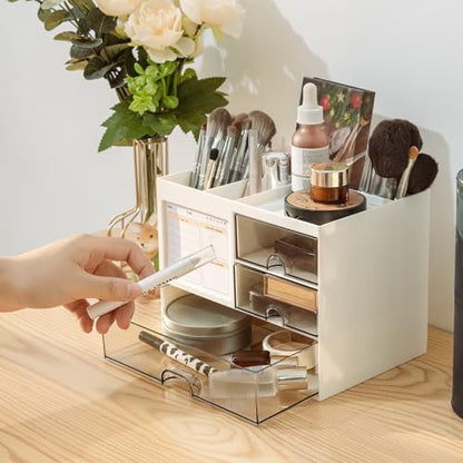 QIYVLOS Desk Organizer with 3 Drawer, Multi-Functional Pencil Pen