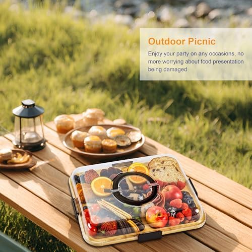 Portable Charcuterie Board with Clear Lid, Cheese & Snack Tray