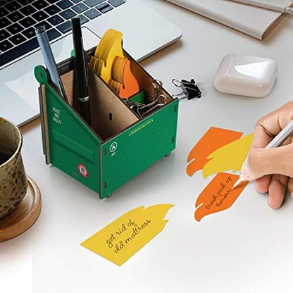 Genuine Fred The Original DESK DUMPSTER Pencil Holder with Flame Note