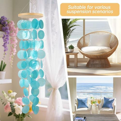 Capiz Shell Wind Chimes, Coastal Style Indoor Outdoor Garden Decor