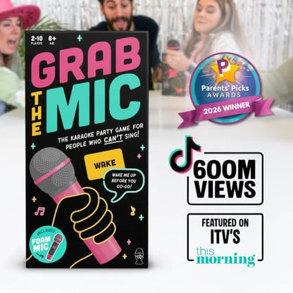 Grab The Mic - Award Winning Karaoke Party Game for Bad Singers w Foam