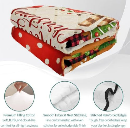 Merry Christmas Quilt Set Twin Size 3 Pieces Quilted Bedspread Soft