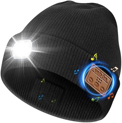 UNBON Bluetooth Beanie for Men, Bluetooth Beanie Hat with Light, Mens