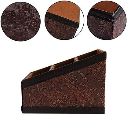 PU Leather Remote Control Holder Storage Container for TV Remote Phone