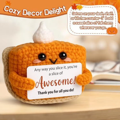 Crochet Pumpkin Pie – Fall Decor Handmade Knitted Mini Thank You Gift