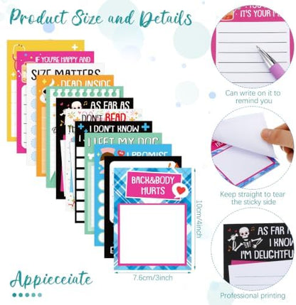 Geyee 24 Pcs Fun Nurse Sticky Notes with Funny Pens 3 x 4 Inch to Do