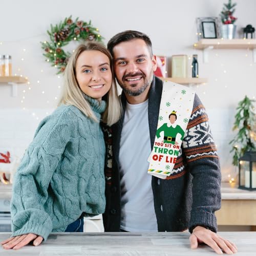 Funny Elf Christmas Towels, 2 Pack Holiday Bathroom Hand Towels, Buddy