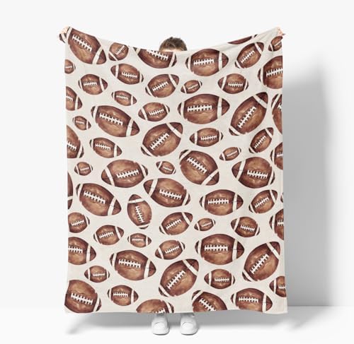 Horaldaily Football Beige Flannel Throw Blanket 50x60