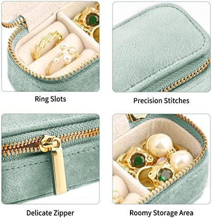 TAIMY Mini Jewelry Travel Case, Velvet Small Travel Jewelry Box