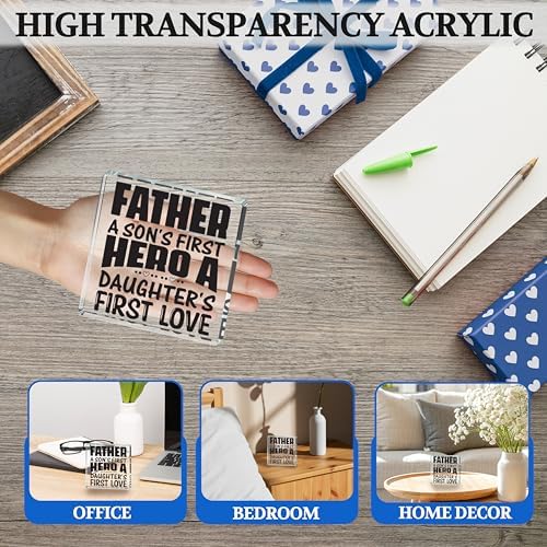 Gifts for Dad - "Son's First Hero, Daughter's First Love" Acrylic Desk