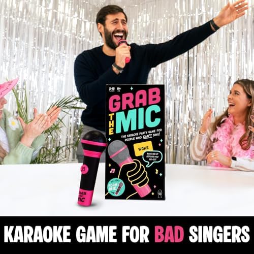 Grab The Mic - Award Winning Karaoke Party Game for Bad Singers w Foam