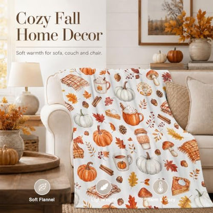 Aipon Fall Maple Leaf Pumpkin Coffee Scarf Throw Blanket 50 x 60 Inch