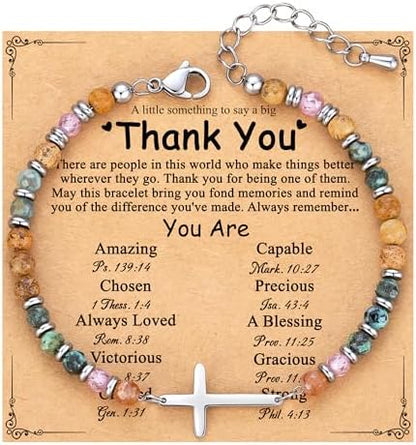 TONY & SANDY Christian Cross Bracelet for Women, Birthday Christmas