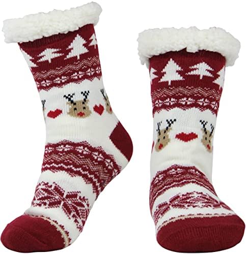 BenSorts Women Winter Thick Slipper Socks with Grippers Warm Fuzzy