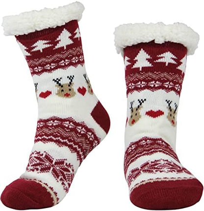 BenSorts Women Winter Thick Slipper Socks with Grippers Warm Fuzzy