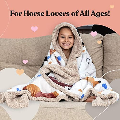 Horse Blanket for Girls, 50x60 Soft and Cozy Horse Throw Blanket for