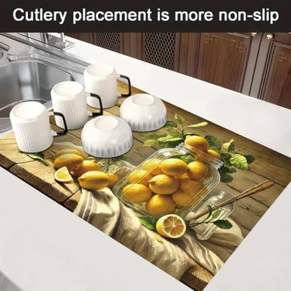 2D Flat Rustic Lemon Kitchen Stove Top Cover Protector Strong Kitchen