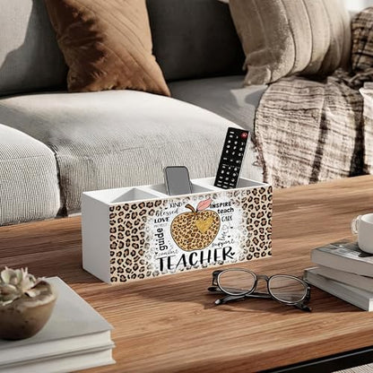 Leopard Print Teacher Wooden Pen Holder for Desk, Teacher Appreciation