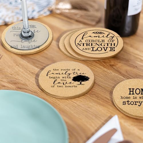 Coasters for Drinks with Holder Set of 6, Family Coasters Home&Love