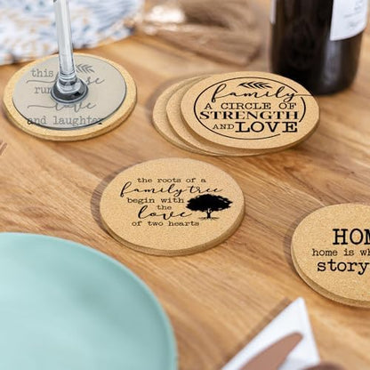 Coasters for Drinks with Holder Set of 6, Family Coasters Home&Love