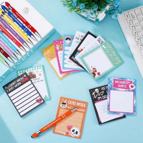 Geyee 24 Pcs Fun Nurse Sticky Notes with Funny Pens 3 x 4 Inch to Do