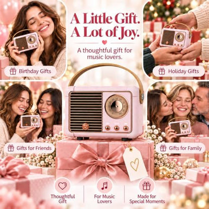 Dosmix Retro Bluetooth Speaker, Vintage Mini Decor Gift for Women Girl