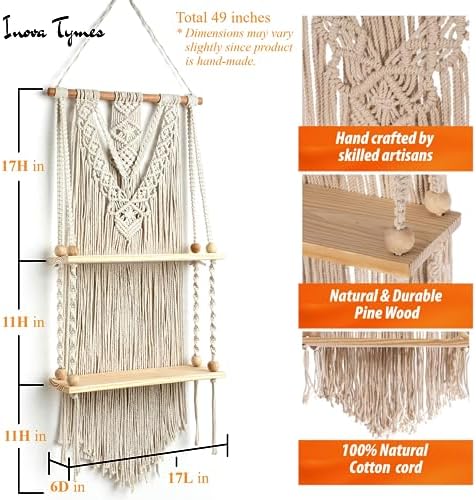 Macrame Wall Hanging Shelf - Boho Shelves Bedroom Decor | Macrame Wall