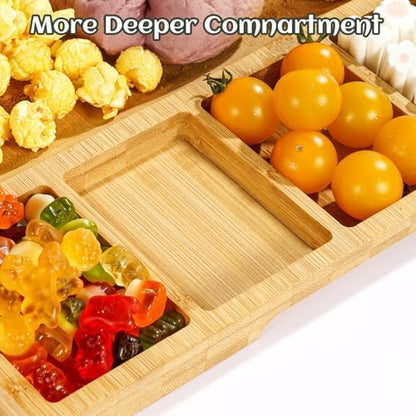Charcuterie Boards Gift Set | Bamboo Cheese Board with Tongs and