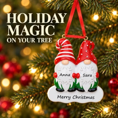 Couples Christmas Ornament 2026 Personalized Gnome Family of 2