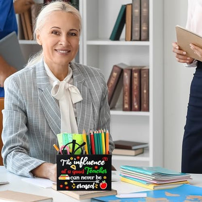 Resurhang Teacher Gift Wood Pencil Holder Desk Organizer for Office