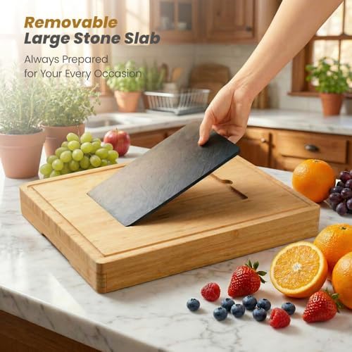 Extra Large Bamboo Charcuterie Board, 3-Layer Pull-Out Cheese Trays