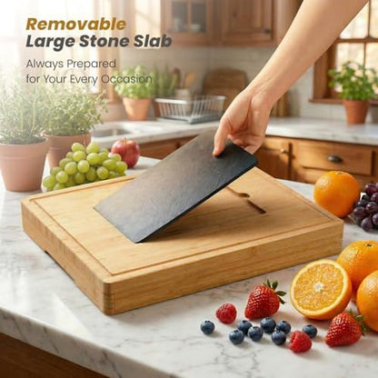 Extra Large Bamboo Charcuterie Board, 3-Layer Pull-Out Cheese Trays