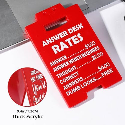 Funny Office Gag Gifts for Coworker Answer Desk Rates Desk Sign for