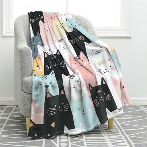 Jekeno Cat Throw Blanket Gifts for Kids Teen Adult 50"x60"