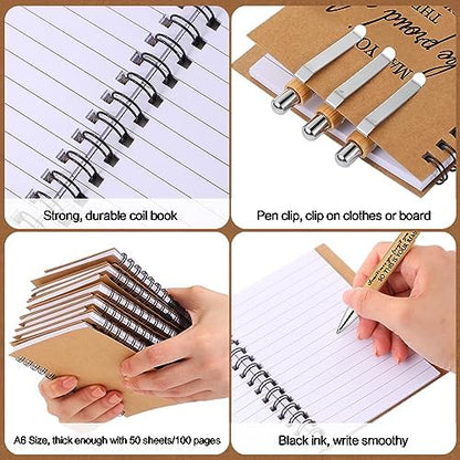 Honoson 40 Sets Inspirational Spiral Notebooks with Bamboo Pens