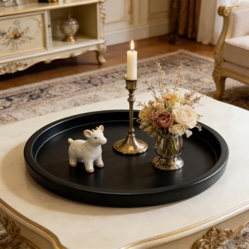 Round Metal Candle Plate, Black Candlestick Tray, Modern Candle