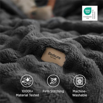 Bedsure Cloud Bubble Soft Throw Blanket for Couch, Dark Grey, 50"×60"