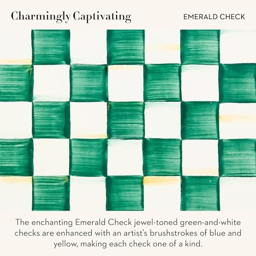 MACKENZIE-CHILDS Enamel Utensil Holder, Green-and-White Emerald Check