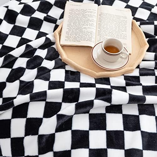 LOMAO Throw Blankets Flannel Blanket with Checkerboard Grid Pattern