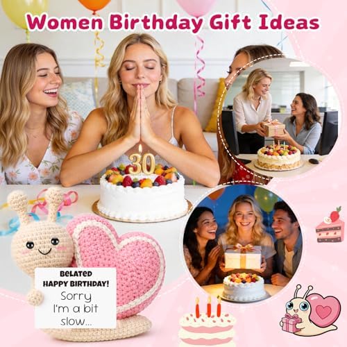 Im Sorry Gift for Her,Crochet Snail Belated Birthday Gifts for Women