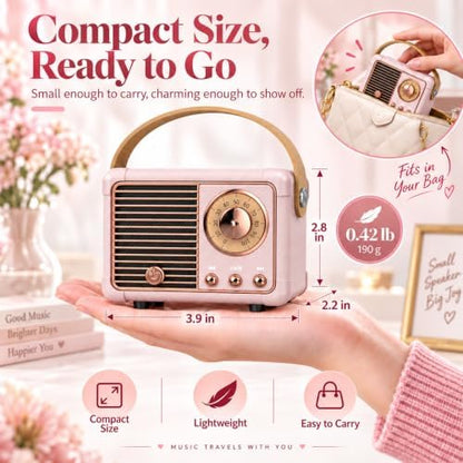 Dosmix Retro Bluetooth Speaker, Vintage Mini Decor Gift for Women Girl