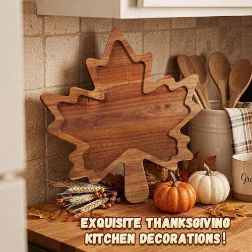 Maple Leaf charcuterie Board, Fall Acacia Wood Serving Tray