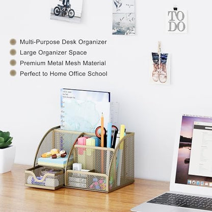 EasyPAG Mesh Desk Organizer with Drawer Multi-functional Pen Holder