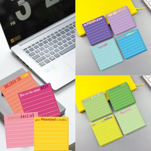 24Pcs Inspirational Sticky Notes with Lines Positive Affirmation