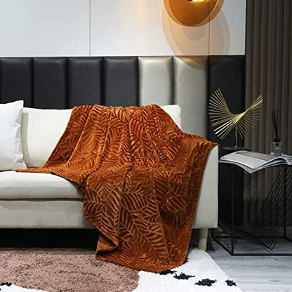 SOCHOW Super Soft Flannel Fall Throw Blanket, 50 x 60 Inches, Caramel