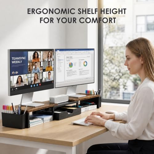 OPNICE Desk Organizers and Accessories, Dual Monitor Stand Riser with