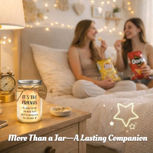 Friendship Gifts for Women - Thank You Mason Jar Night Light for