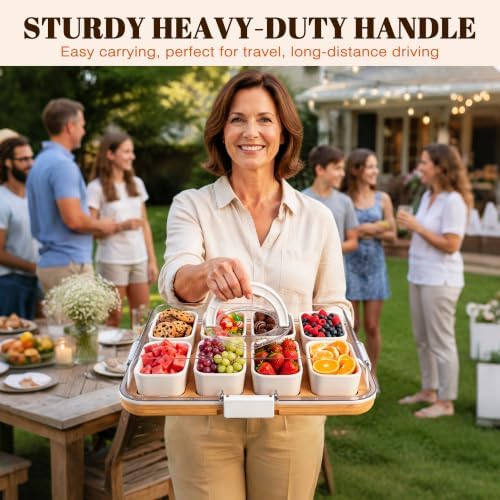 Renmxj Charcuterie Boards with Lid, 8 Individual Ceramic Bowls with